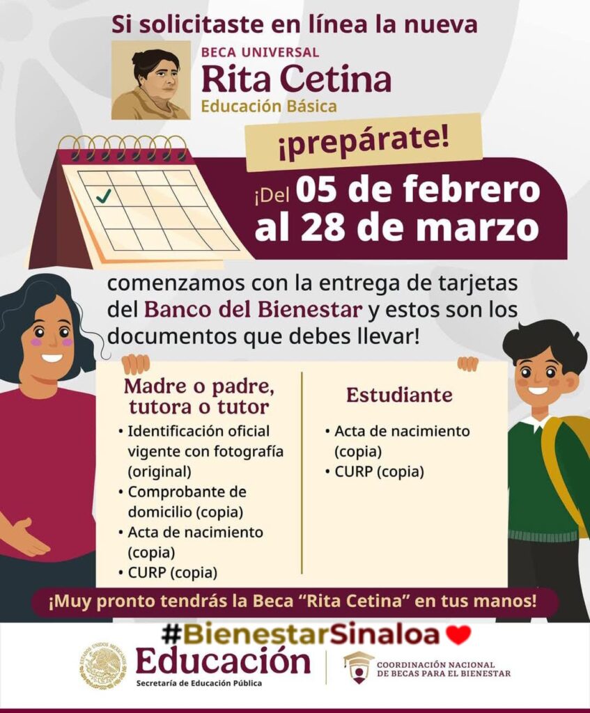 Promocional con información para Beca Rita Cetina