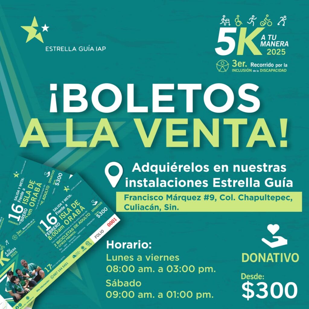  Estrella Guía tendrá su tercer recorrido 5K por la inclusión en Culiacán