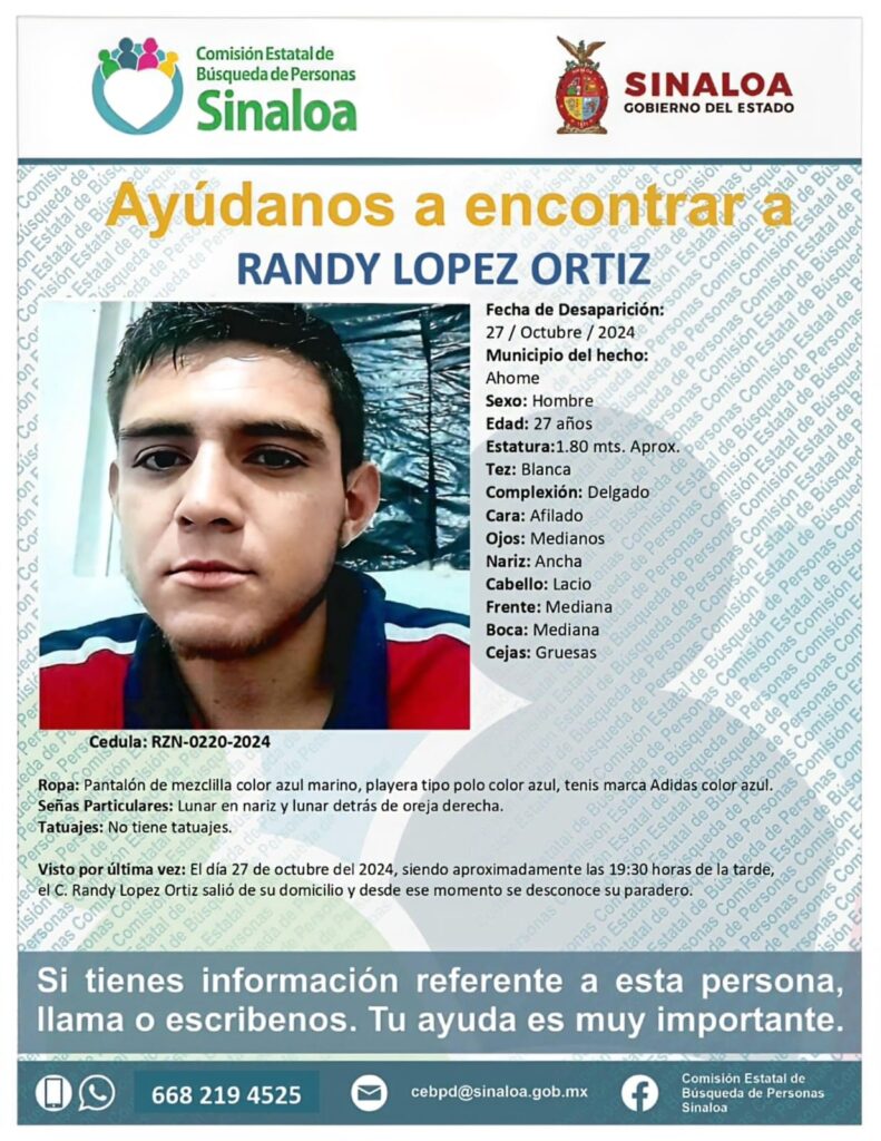 Ficha de búsqueda de Randy López Ortiz.