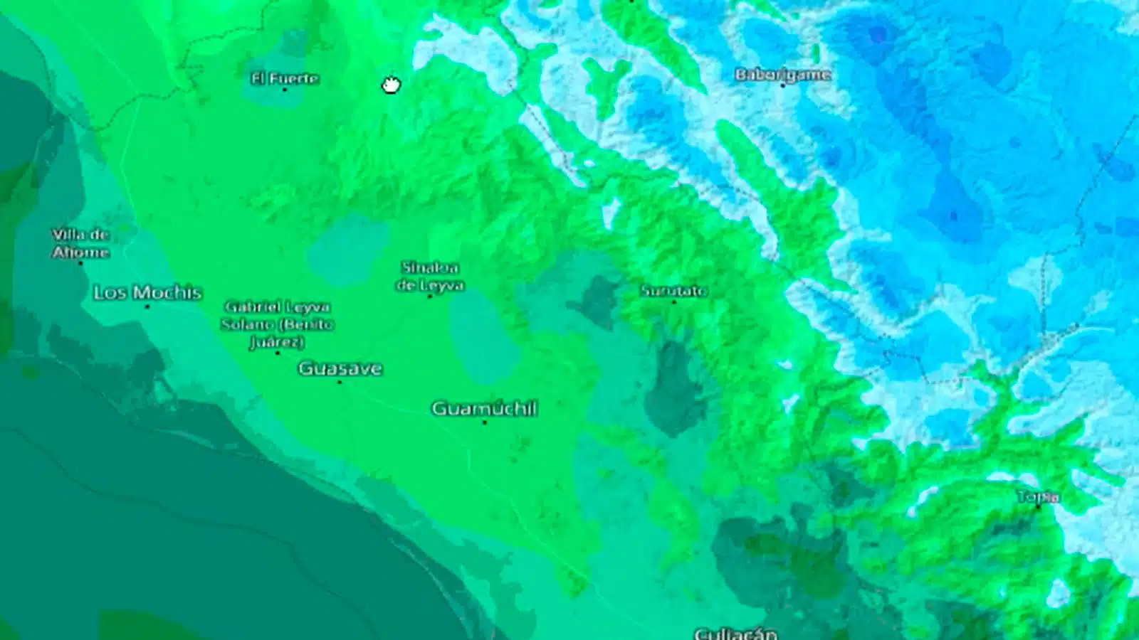 Mapa de temperaturas en Sinaloa