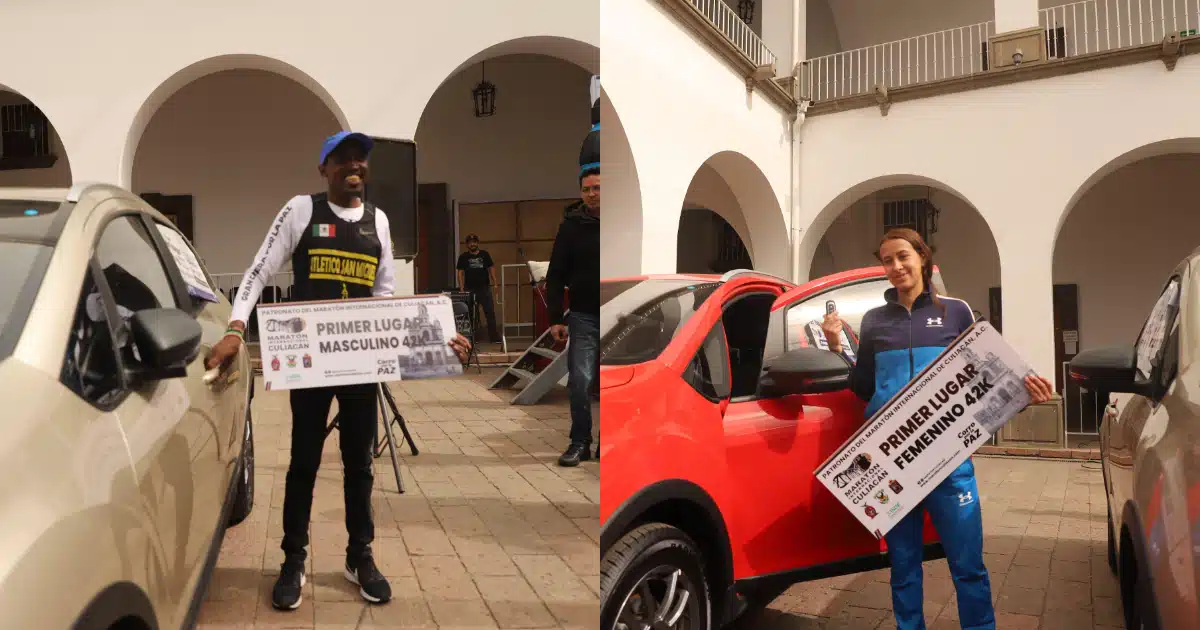 Gititu Gaitho y Kathya García, ganadores del Maratón Internacional de Culiacán.