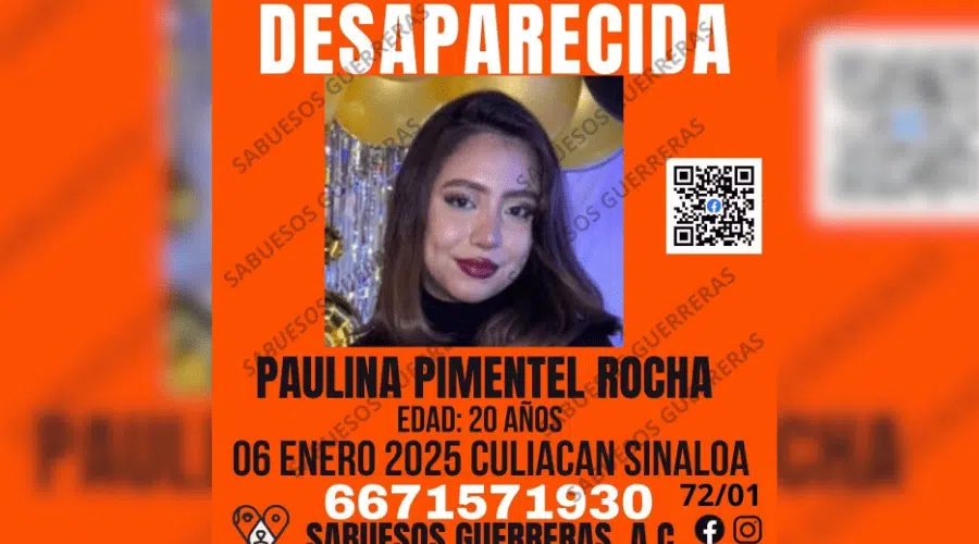 Reportan desaparecida en Culiacán a Paulina Pimentel, joven de 20 años; piden ayuda para localizarla