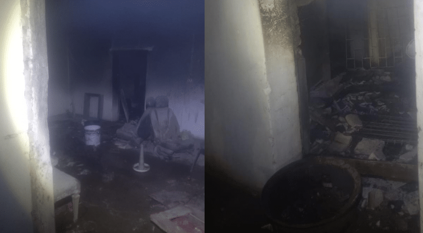 Muebles quemados tras un incendio de un domicilio en Guasave