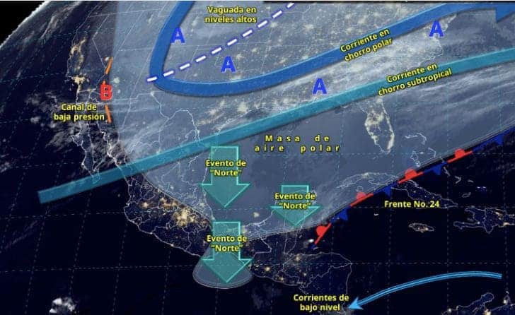 Llega aire polar a México, y el fin de semana, el frente frío 25 de la temporada