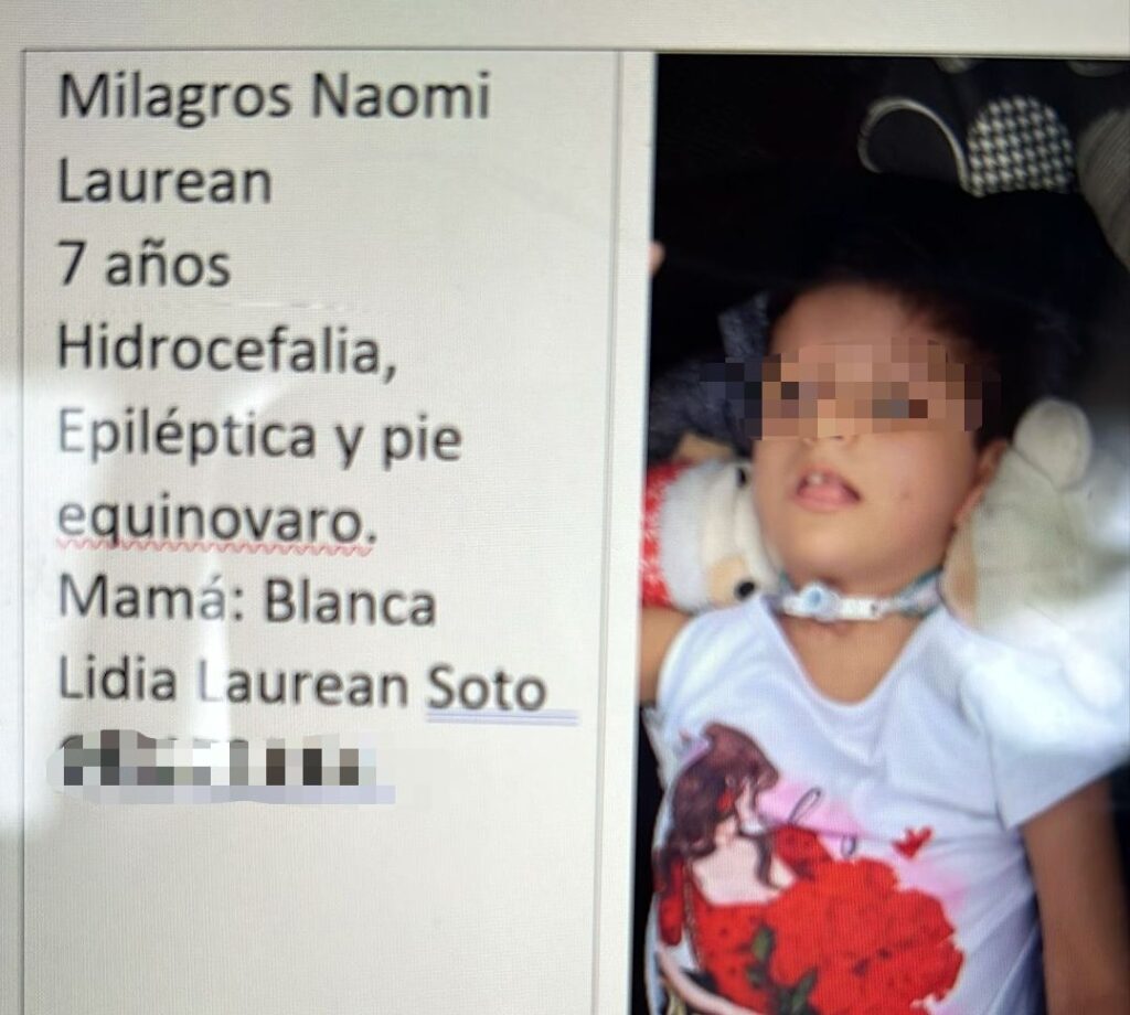 Médicos Voladores buscan a la  niña Milagros Naomi para entregarle su silla de ruedas 