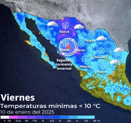 Así se marca el desplazamiento de la segunda tormenta invernal de la temporada, a partir del jueves sobre el norte de Sinaloa. También se presenta el acumulado de lluvias y anomalías positivas que va