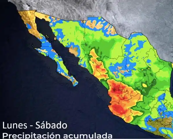 Así se marca el desplazamiento de la segunda tormenta invernal de la temporada, a partir del jueves sobre el norte de Sinaloa. También se presenta el acumulado de lluvias y anomalías positivas que va (2)