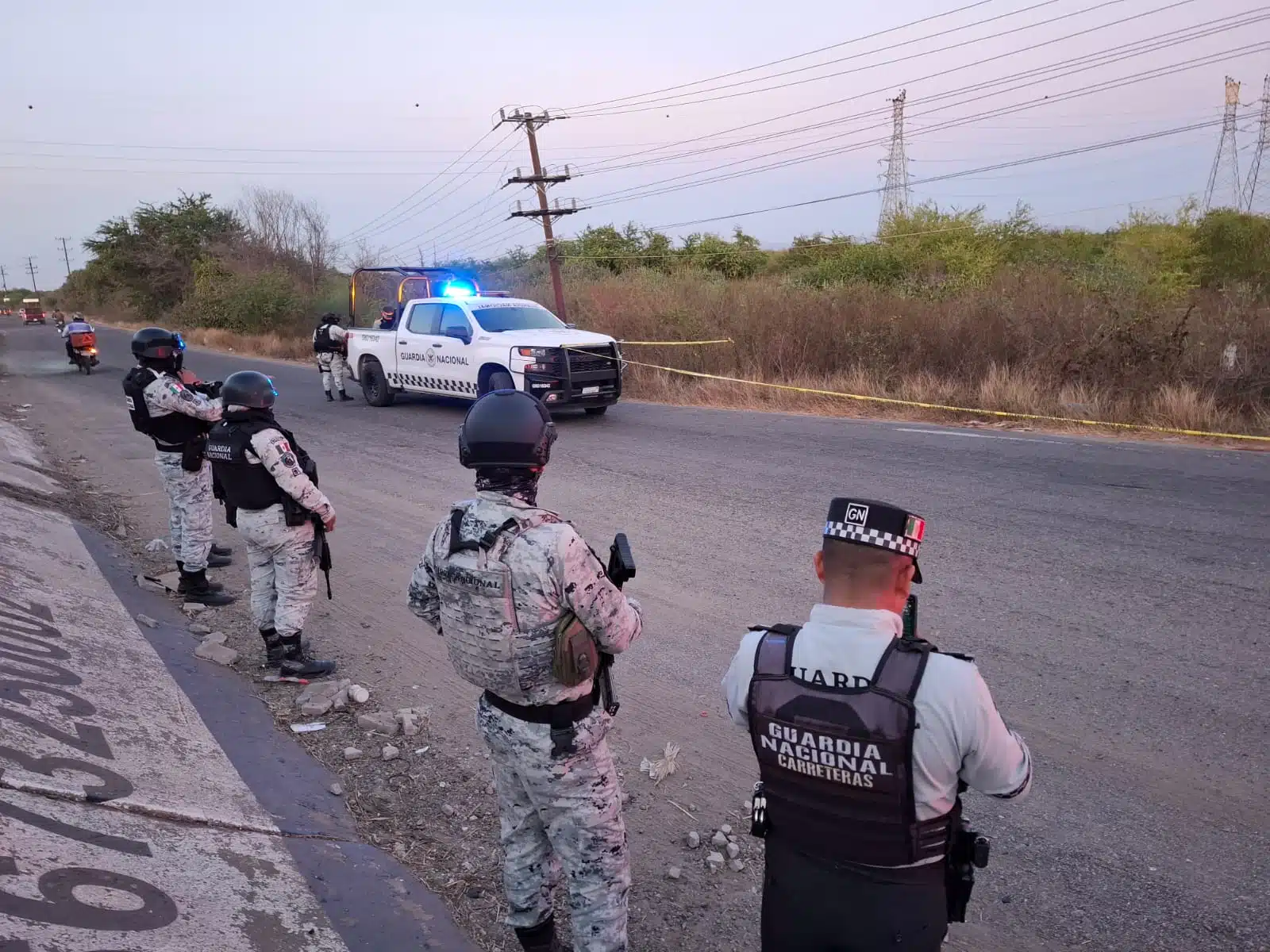 Elementos de la Guardia Nacional en zona de homicidio