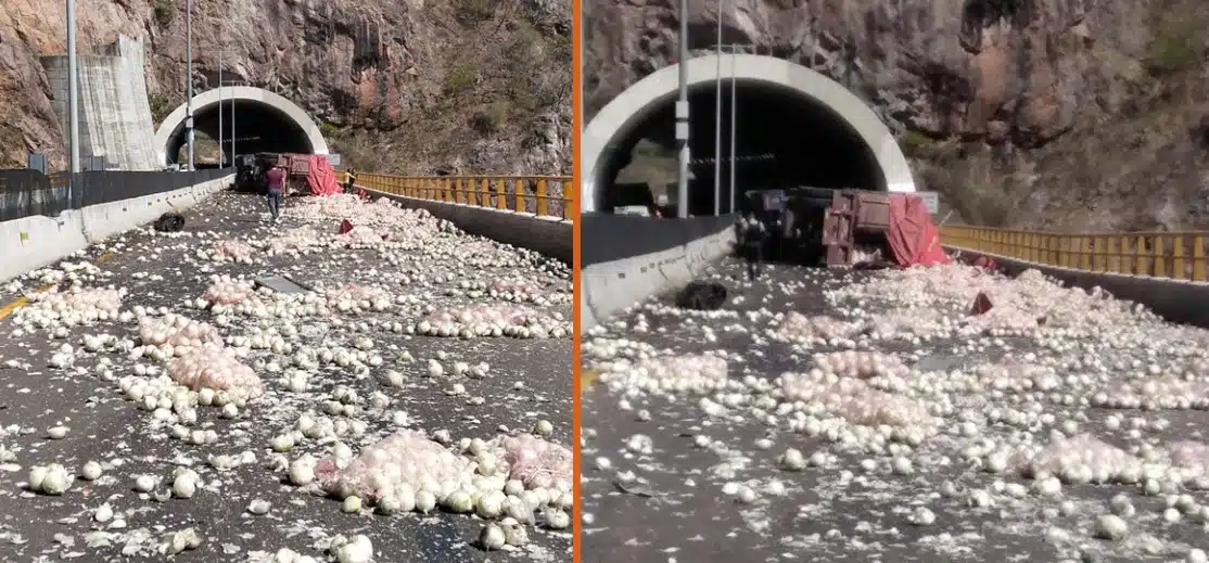 ACCIDENTE MAZATLÁN PUENTE BALUARTE DURANGO CEBOLLAS TRÁILER