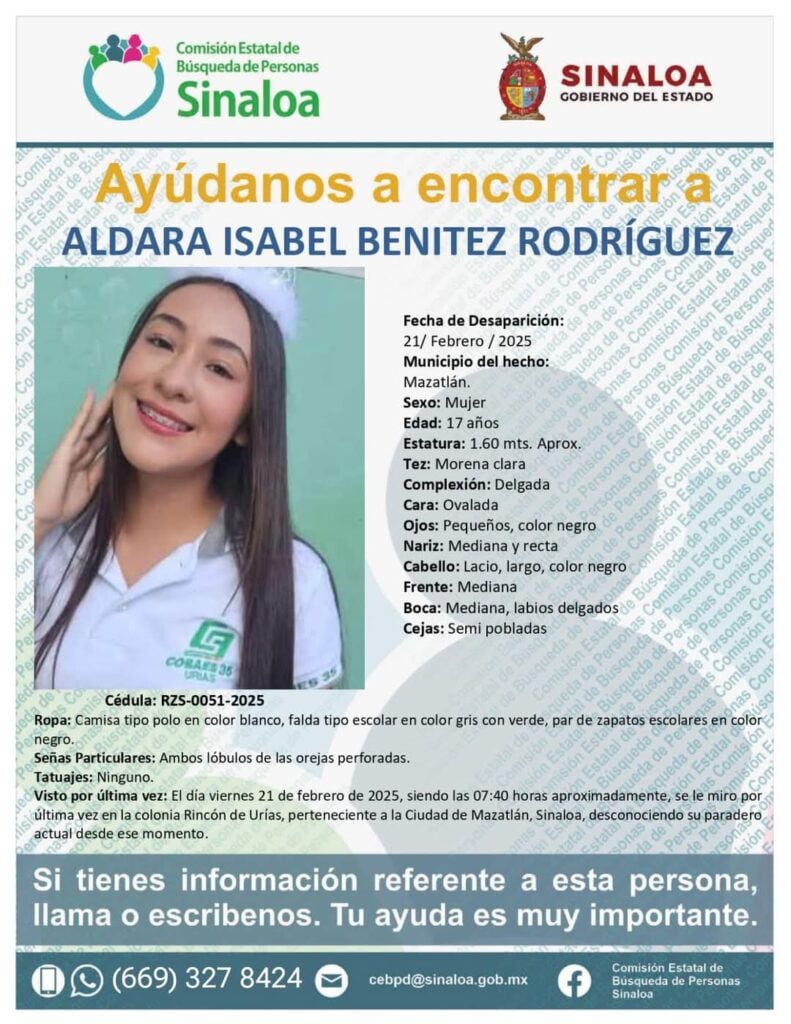 Ficha de búsqueda de Aldara Isabel Benítez Rodríguez.