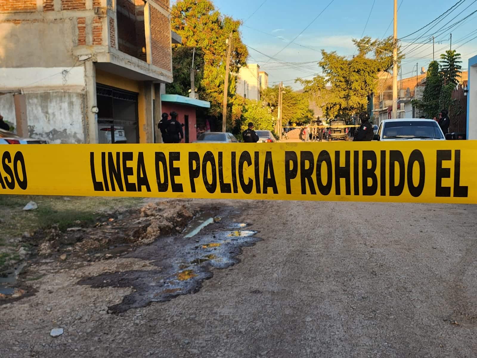 Zona acordonada en el lugar del asesinato.