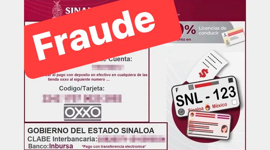 Gráfico fraudulento relacionado al trámite de placas