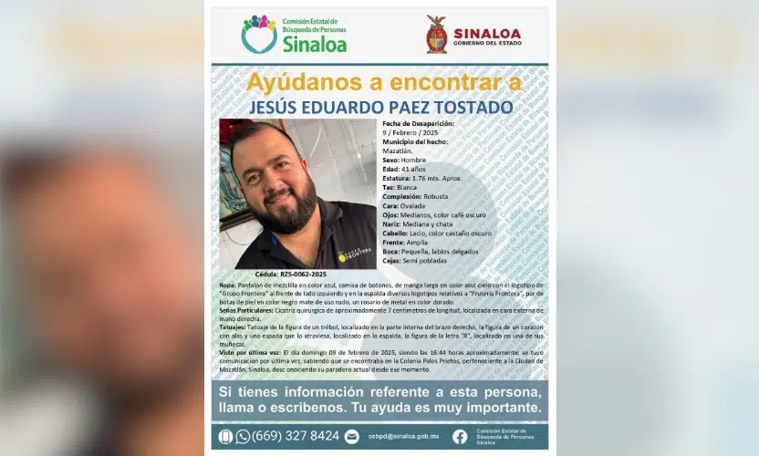 Ficha de búsqueda del empresario Jesús Eduardo Paez