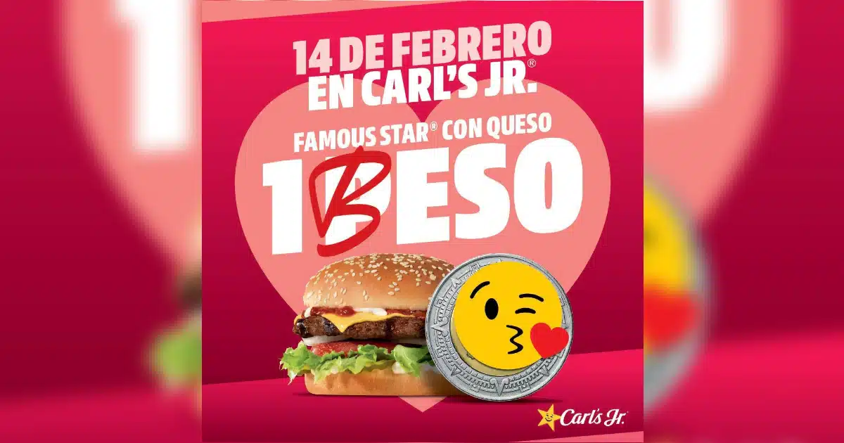 Promoción de Carl’s Jr. para este próximo 14 de febrero.