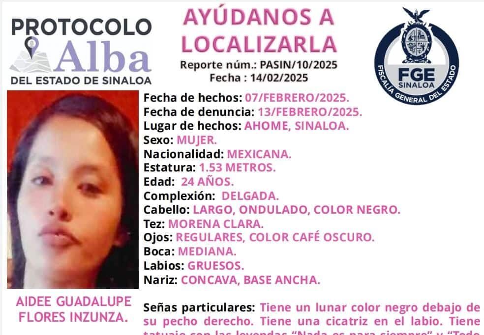 Mujer desaparecida en Ahome