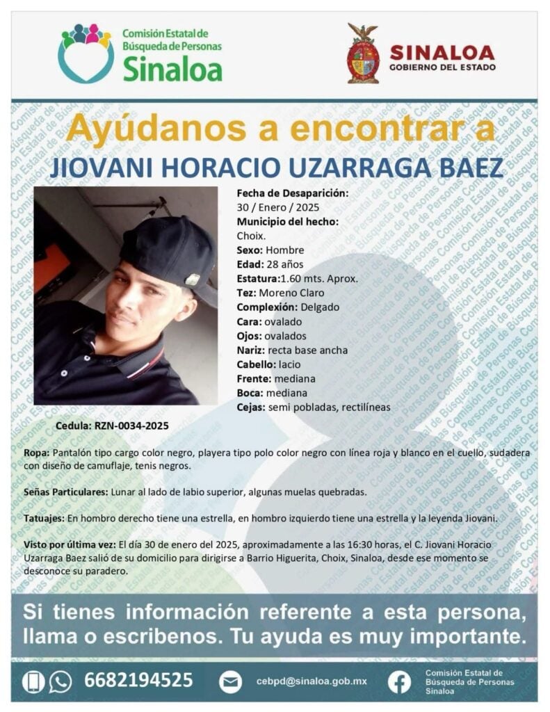 ¡Buscan a Jiovani! Joven desaparece desde hace más de 20 días en Choix