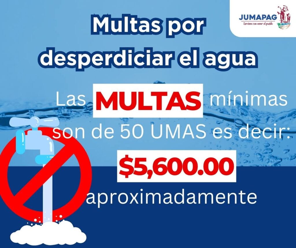 Jumapag aviso de sanción por desperdicio de agua 