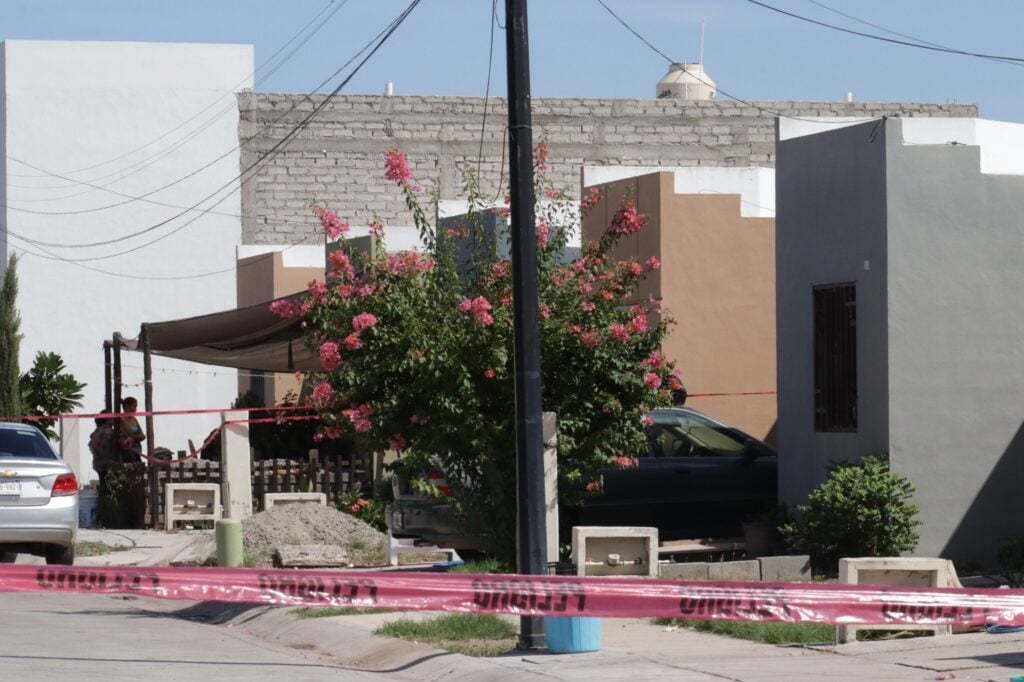 Zona acordonada en el fraccionamiento Quinta de Cortés tras el multihomicidio.