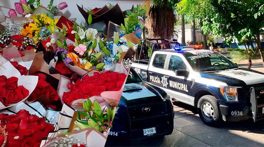 Arreglos florales para el 14 de febrero y unidades de la policía Municipal