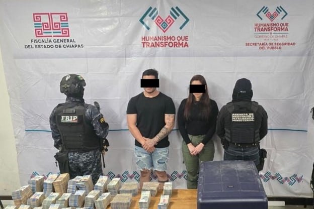 Expastora y su pareja son detenidos con más de 11 mdp en Tuxtla Gutiérrez, Chiapas