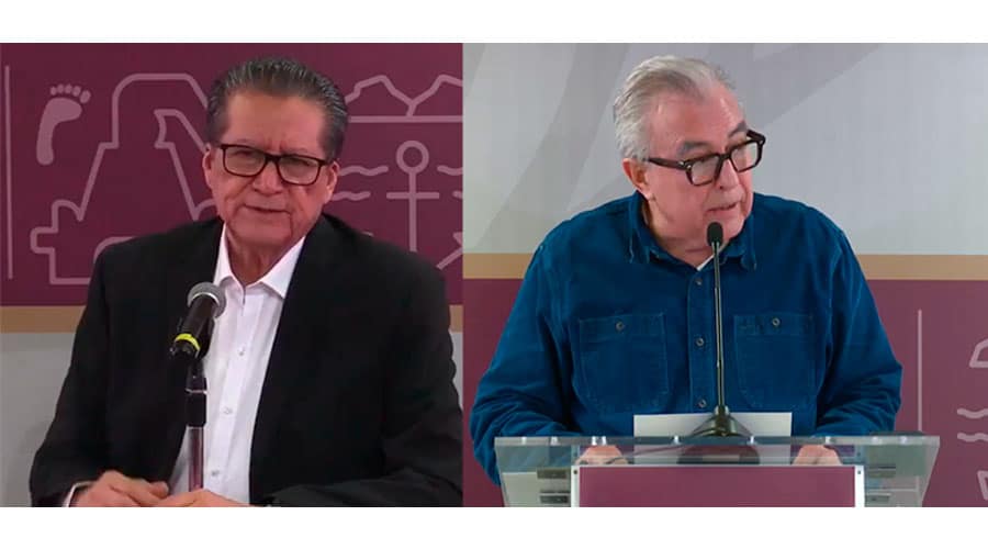 El secretario de gobierno Feliciano Castro Meléndrez y El gobernador del estado de Sinaloa, Rubén Rocha Moya