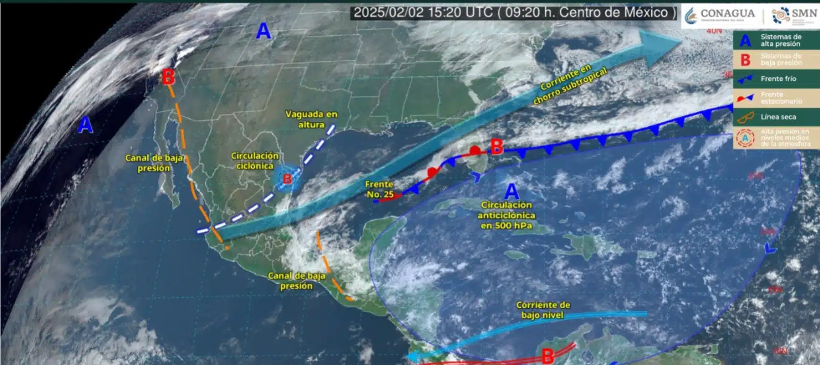 Sistemas meteorológicos activos este lunes 03 de febrero.