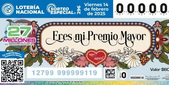 ¡Amor y mucha suerte! Estos son los resultados del Sorteo Especial 296 de la Lotería Nacional