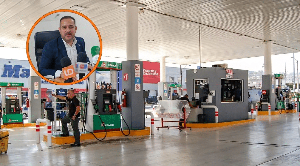 Gasolinera en Sinaloa (fondo),