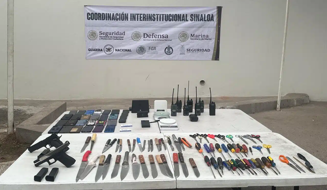 Hallan cuchillos, armas, cargadores, cartuchos y módems en el penal de Aguaruto, Culiacán