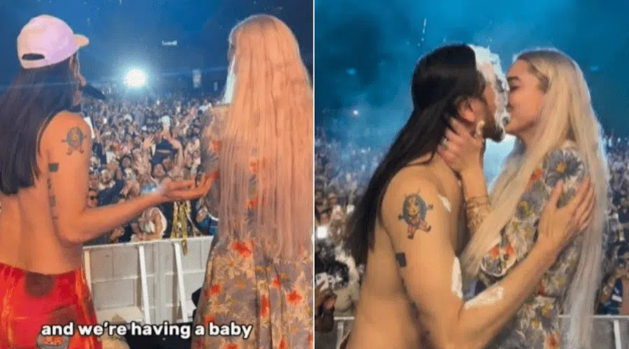 Steve Aoki y su esposa revelaron la noticia en concierto.