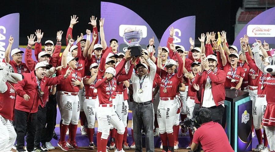 Diablos Rojos del México festejan campeonato de la Liga Mexicana de Softbol