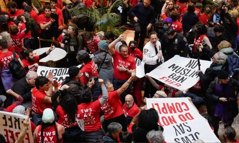 Manifestantes pro Palestina