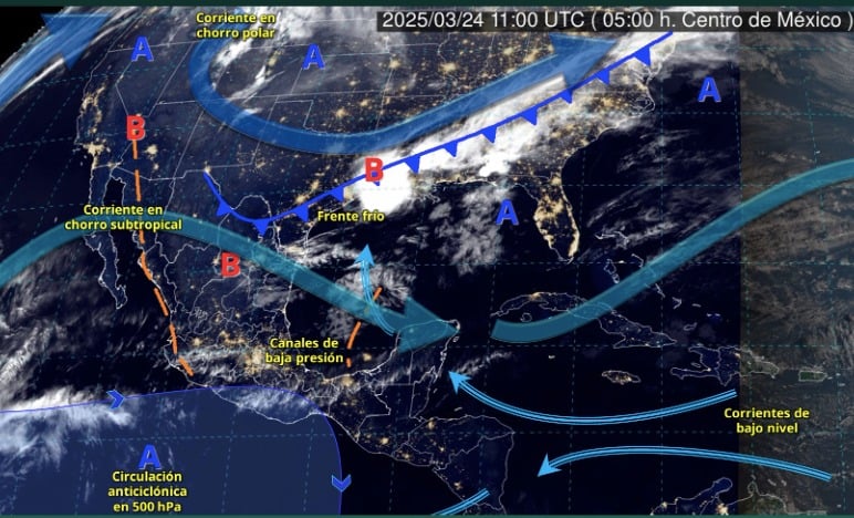 México inicia semana con un frente frío rondando y un nuevo anticiclón activo