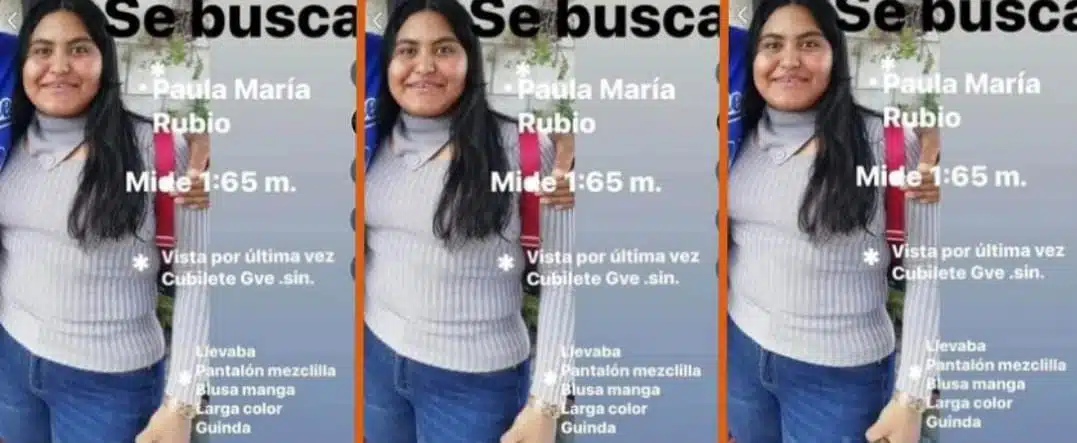 Paula María Rubio fue vista por última vez en la comunidad de Cubilete.