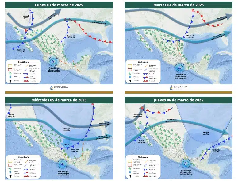 Pronóstico extendido a 96 horas para la República Mexicana.