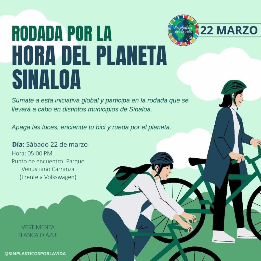 Invitación a la rodada por la hora del planeta en Los Mochis