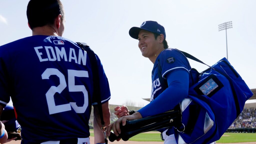 Shohei Ohtani en los entrenamientos primaverales del 2025