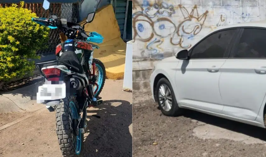 automóvil y motocicleta con reporte de robo