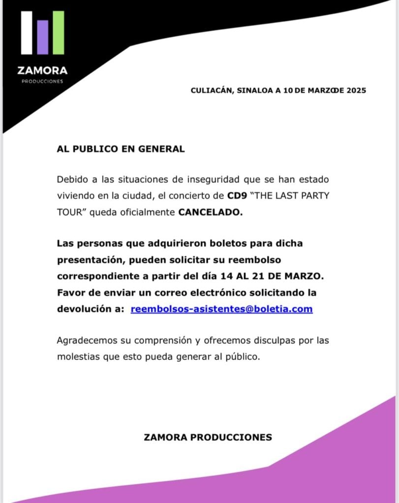 Comunicado oficial de CD9