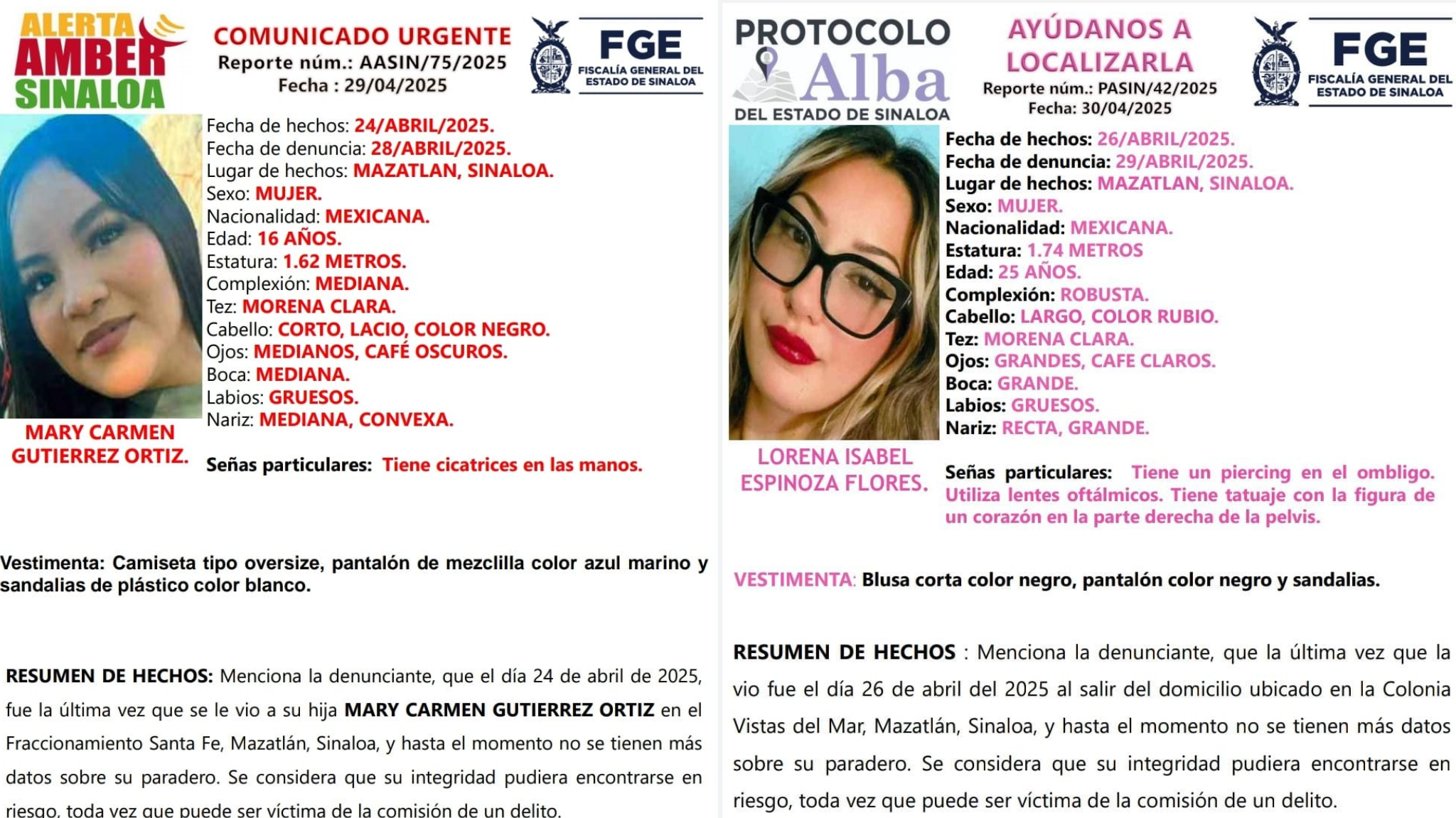 Desaparecen dos jóvenes mujeres en Mazatlán