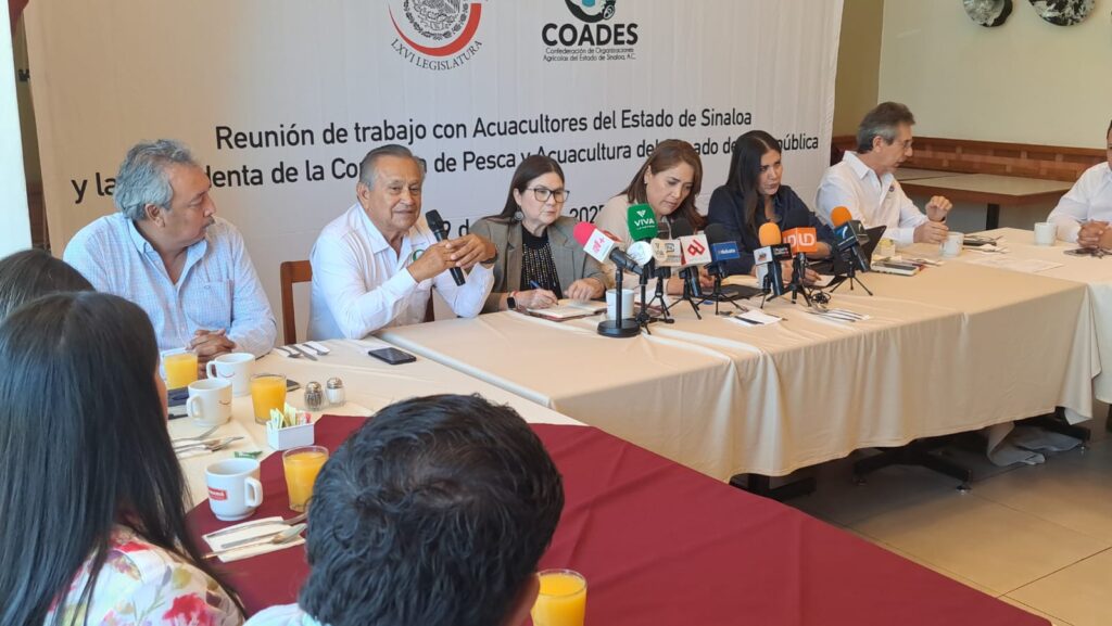 Senadoras de la República reunidas con acuicultores de Sinaloa.