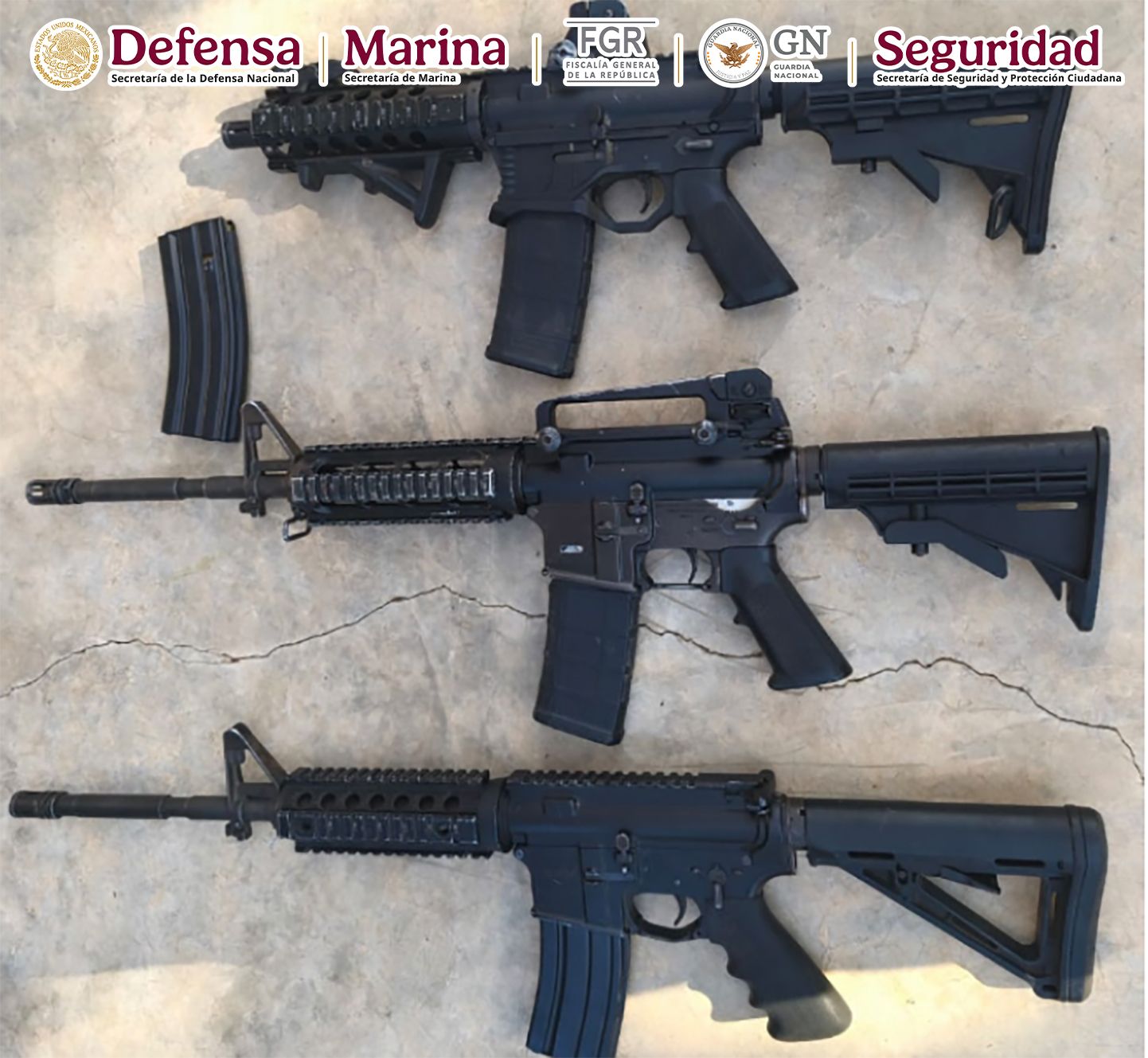 Armamento asegurado tras los operativos.