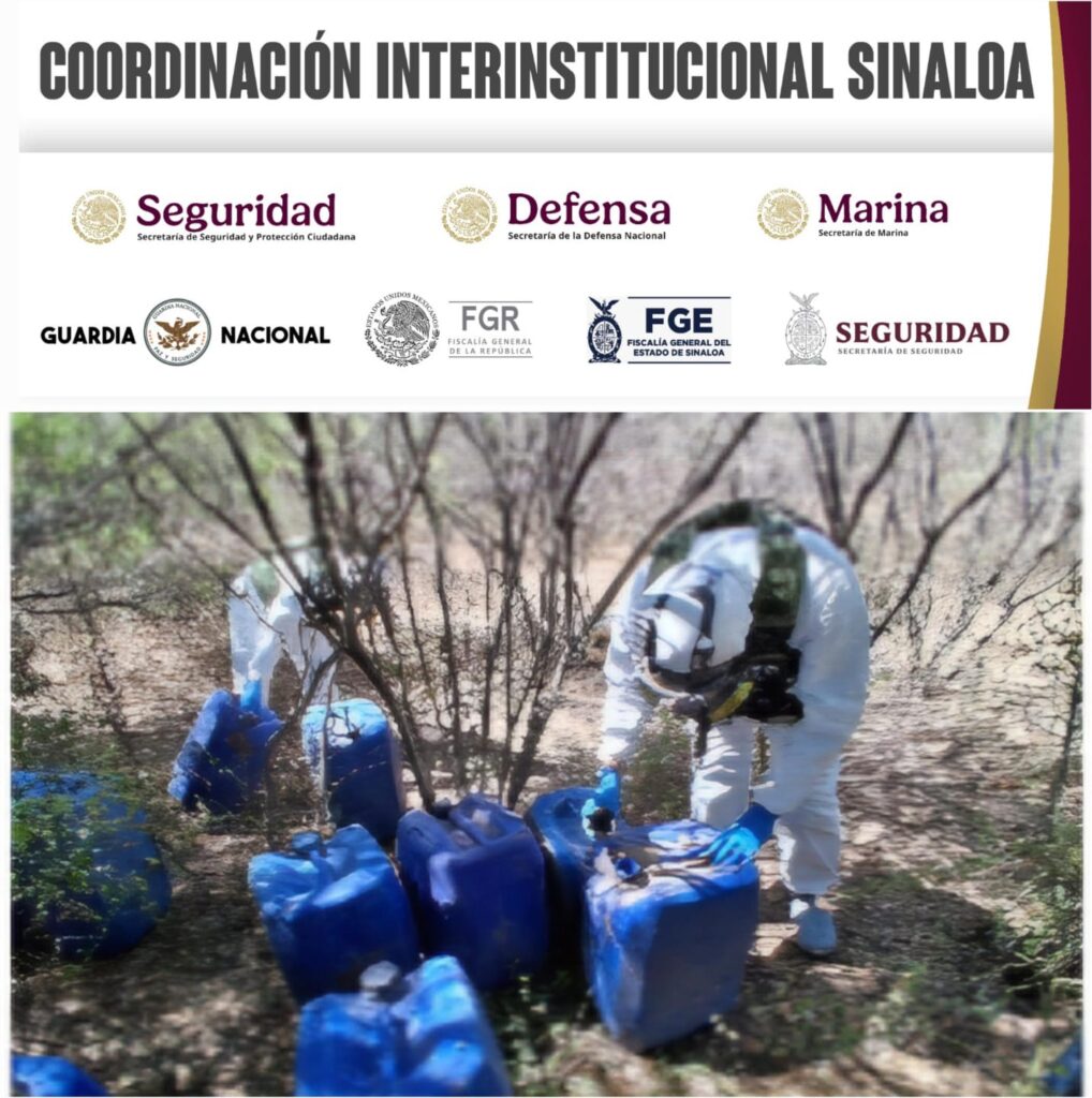 En Culiacán y Elota: SSPE asegura cinco áreas de concentración de químicos para elaborar droga