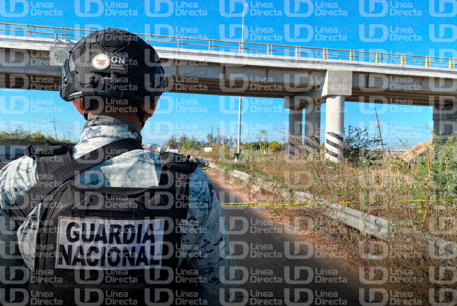 Personal de la Guardia Nacional resguardando la zona en la que fue encontrado el cuerpo sin vida.