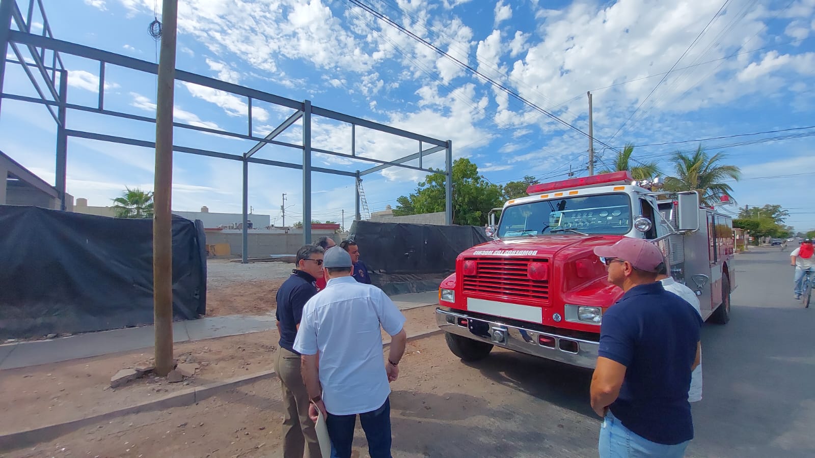 Avances en la construcción de la quinta estación de bomberos en Los Mochis.