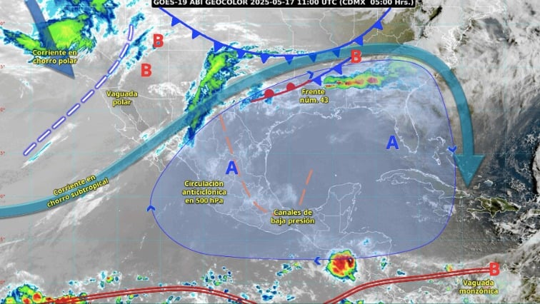 Pronóstico del clima para México este 17 de mayo de 2025.