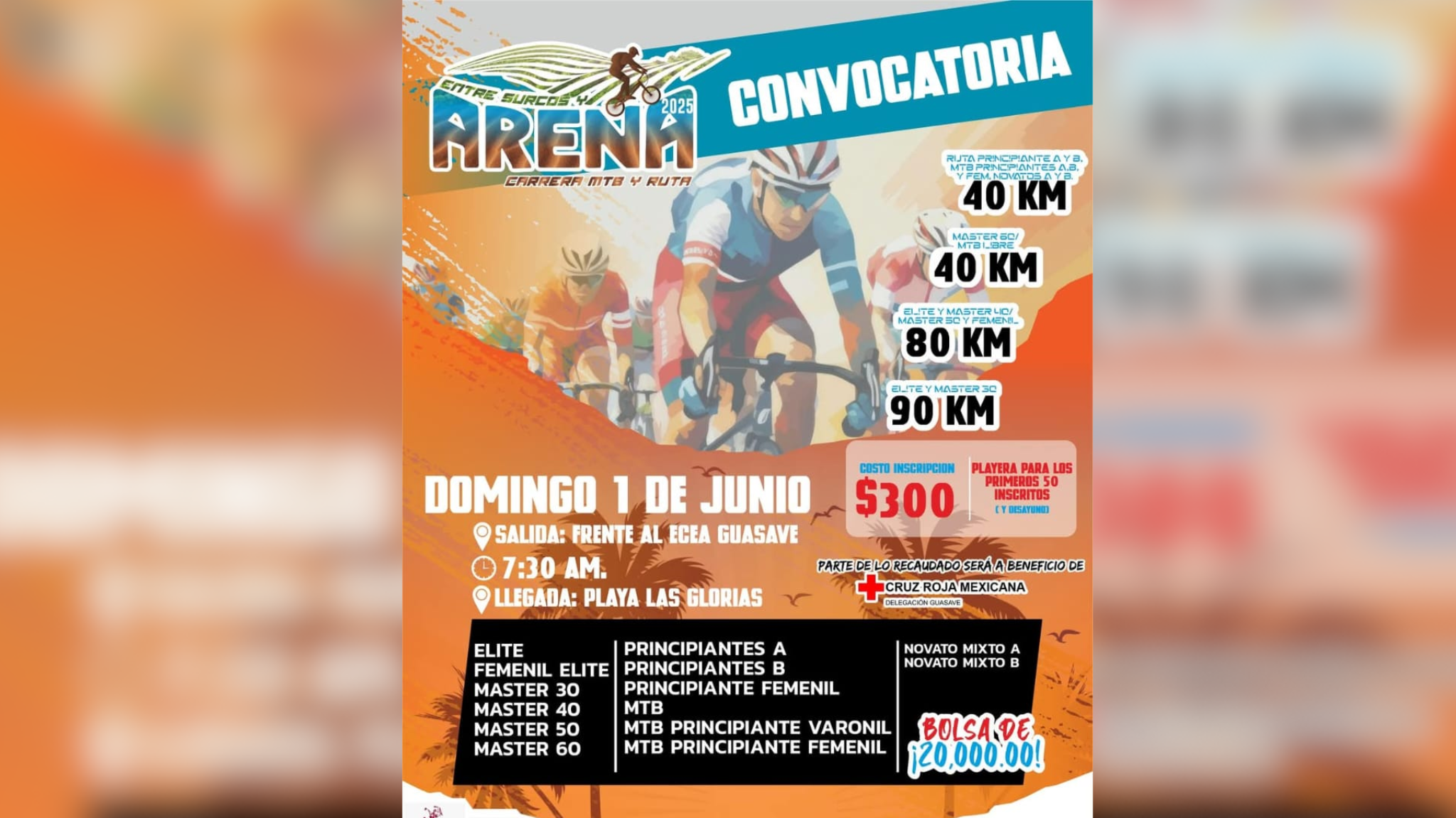 Convocan a Carrera Ciclista “Entre Surcos y Arena” en pro de Cruz Roja Guasave