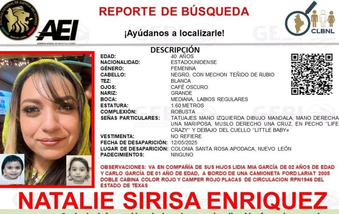 Desaparecen madre estadounidense y sus dos hijos en Apodaca, Nuevo León