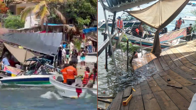 VIDEO: Se desploma muelle de restaurante en lago de Tequesquitengo, Morelos