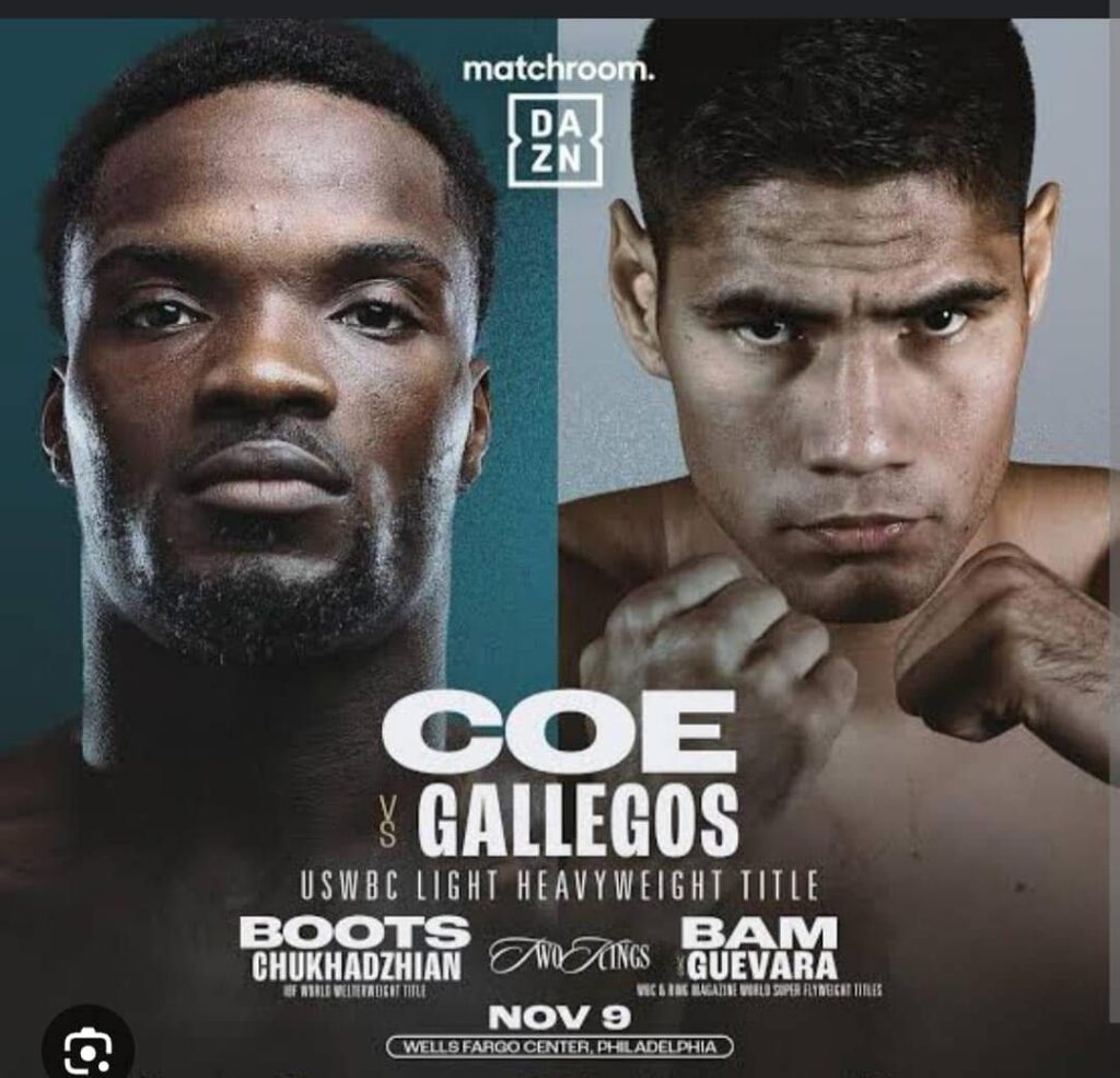 Poster oficial de la pelea entre Gallegos y Coe el pasado 9 de noviembre del 2024.